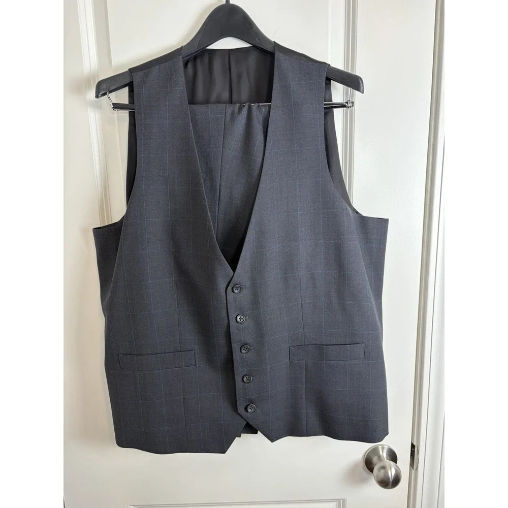 Bindle & Keep Custom Bespoke Wool Navy 3-Piece Suit, Extra Vest,
